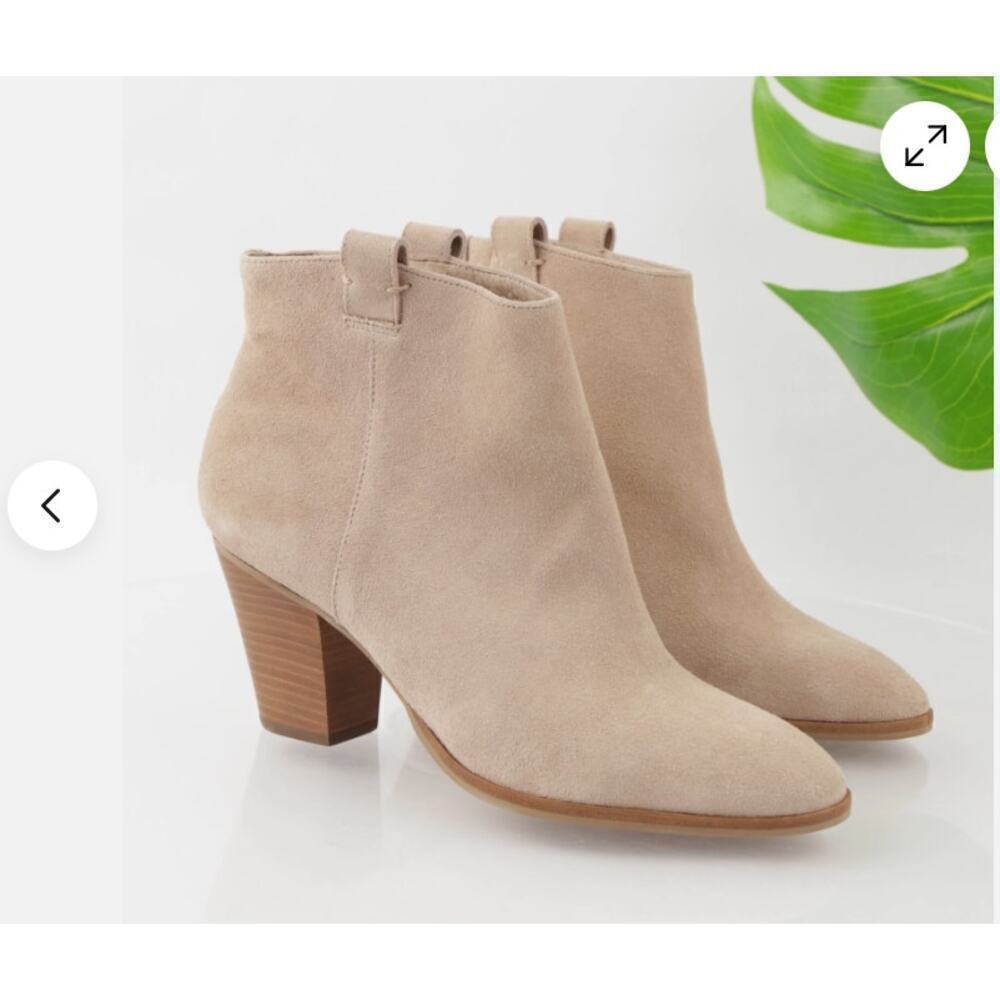 J.Crew Womens Eaton Boot Size‎ 6.5 Block Heel Tan Cream Suede Western Bootie